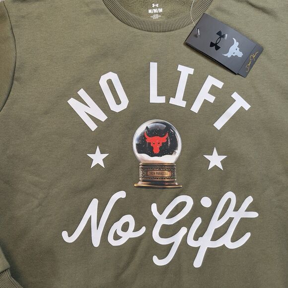 Under Armour Project Rock Men Sz M Red One No Lift No Gift Crew Neck Sweatshirt - Picture 3 of 10